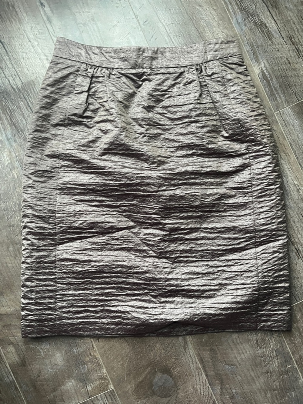 Burberry Metallic Bronze Textured Pencil Skirt